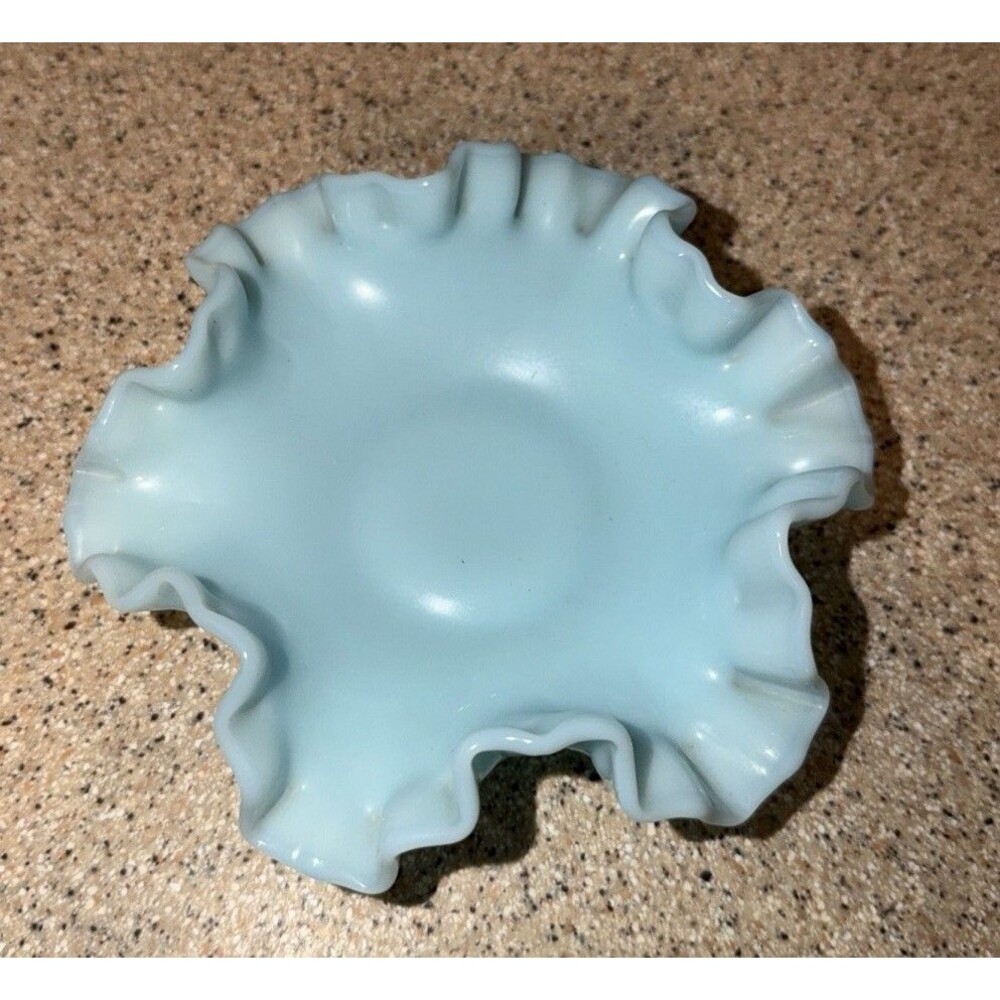 Vtg Fenton Hobnail Pastel Blue Green Milk Glass Dish 6” Beautiful Unique Color